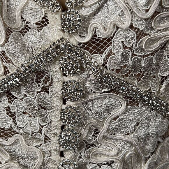 Self-Portrait Cream Cord Lace Diamanté Midi Dress Size US 6 / UK 10 NWT (035) - Picture 6 of 16